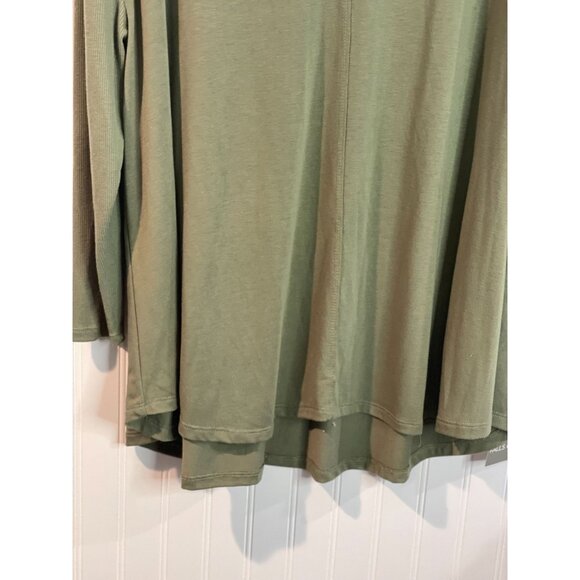 Falls Creek Womens Plus Size 2X Olive Green Tunic Top With Ribbed Sleeves - Picture 5 of 14